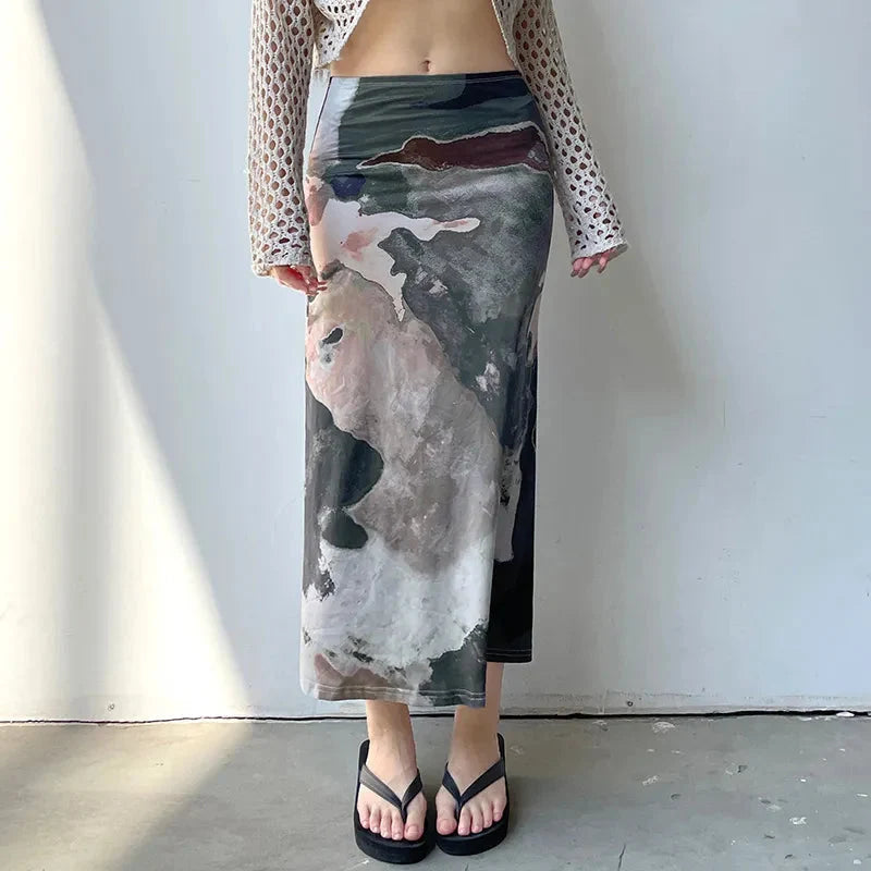 Y2K Low Rise Midi Skirt