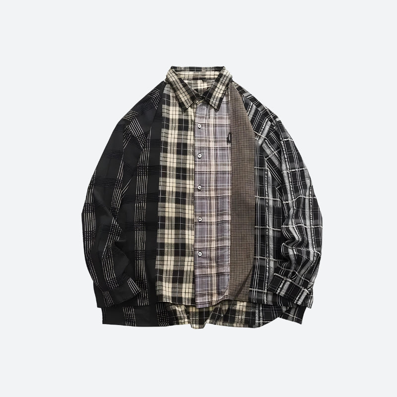 Y2K Multi Pattern Plaid Shirt