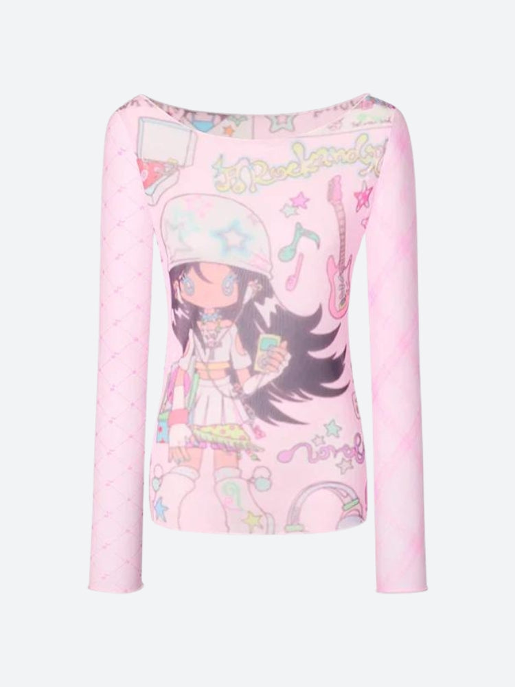 Y2K Pink Mesh Top