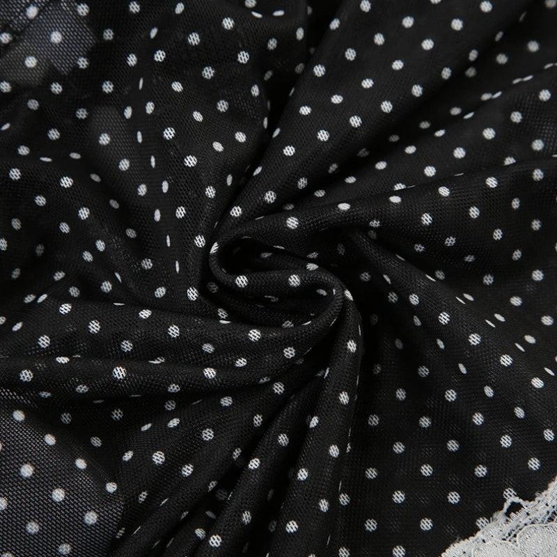 Y2K Polka Dot Mesh Top