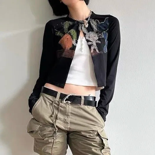 Y2K Rabbit Cropped Cardigan