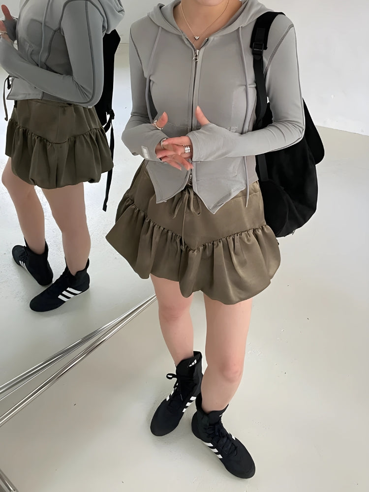 Y2K Satin Bubble Mini Skirt
