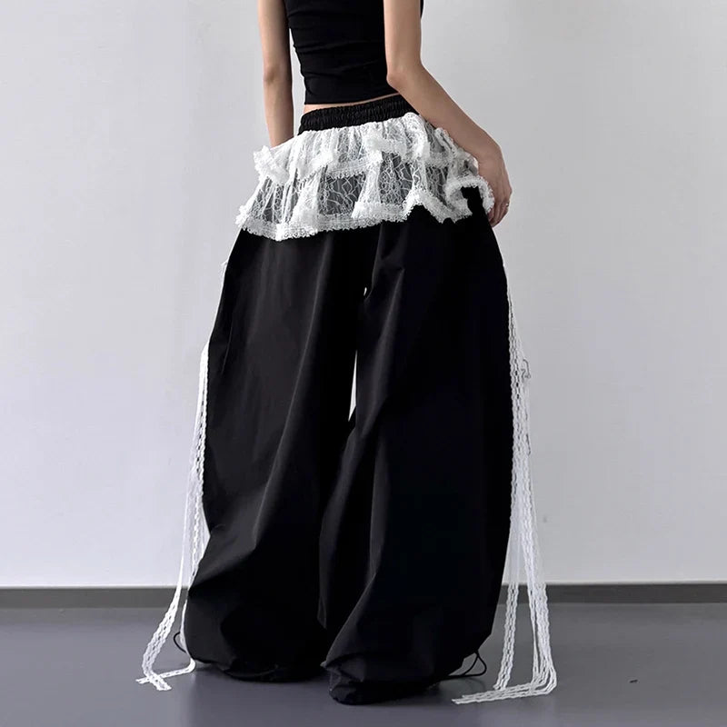 Y2K Skirted Parachute Pants