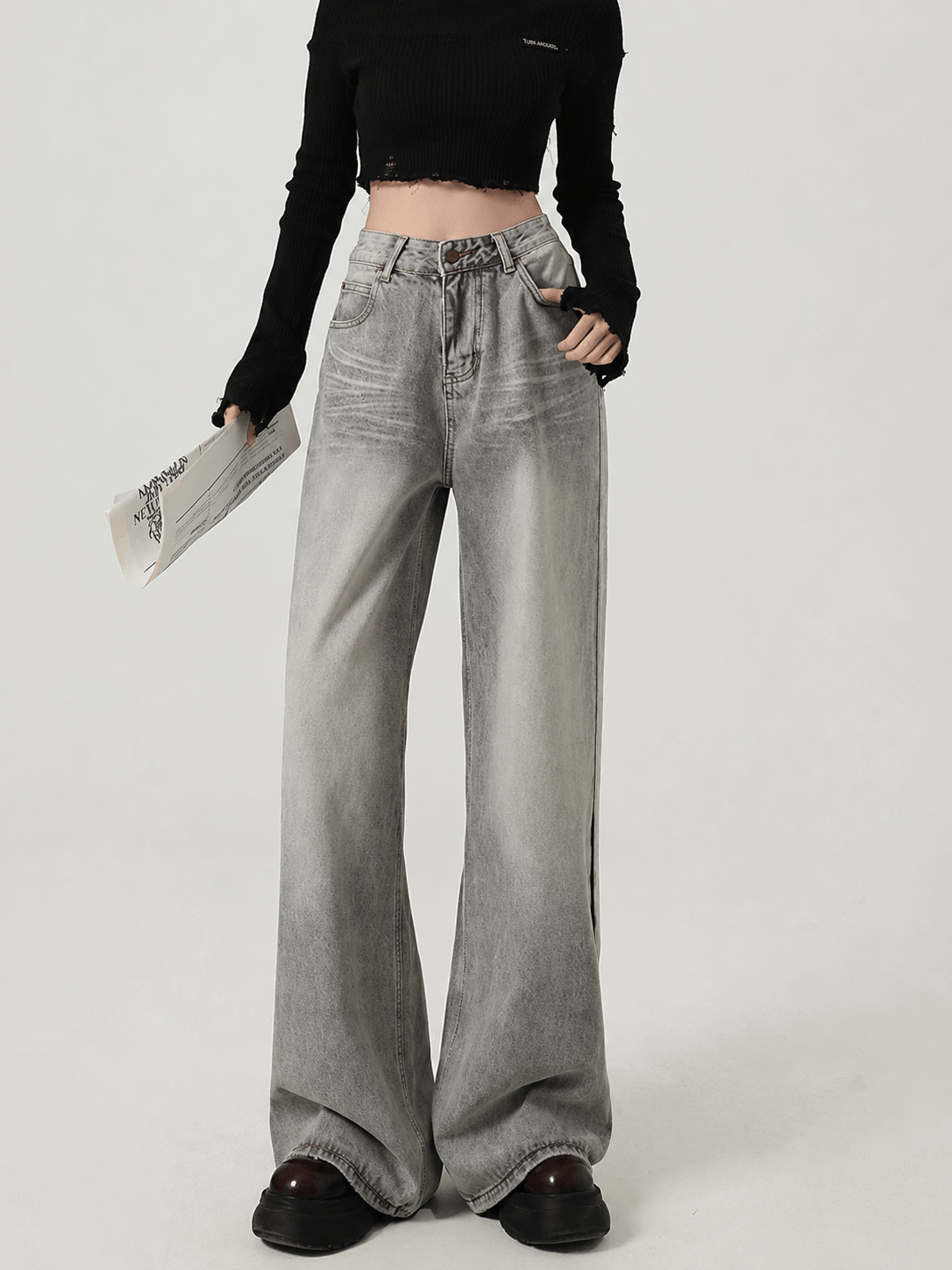 Y2K Washed Wide Leg Jeans