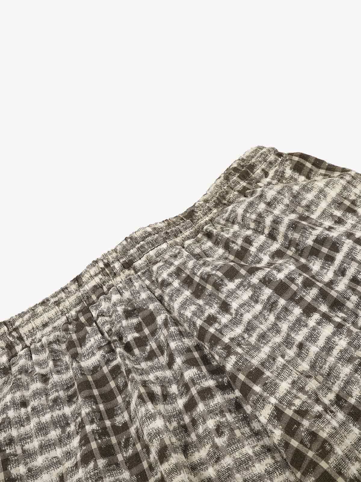 Distressed Plaid Casual Trousers; Coffee / S, Coffee / M, Coffee / L, Coffee / XL