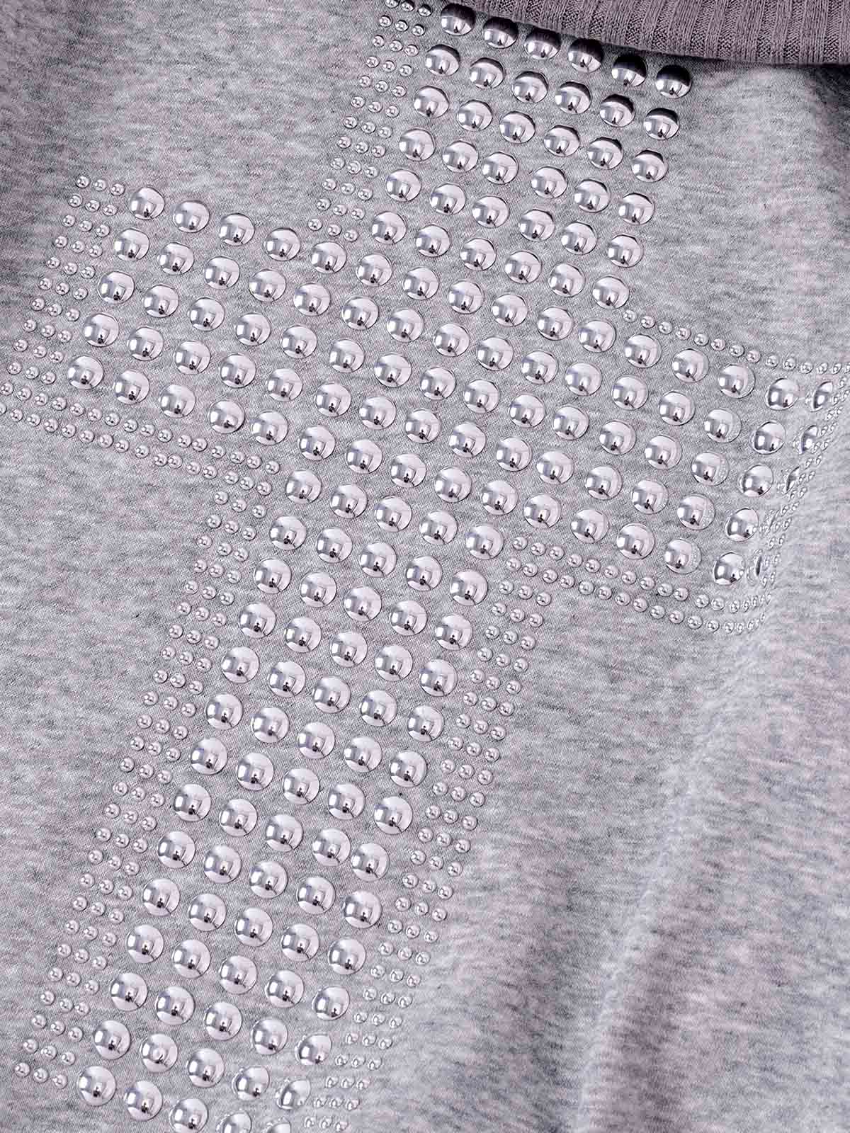 Cross Rhinestone Off-Shoulder Sweatshirt; Gray / S, Gray / M, Gray / L