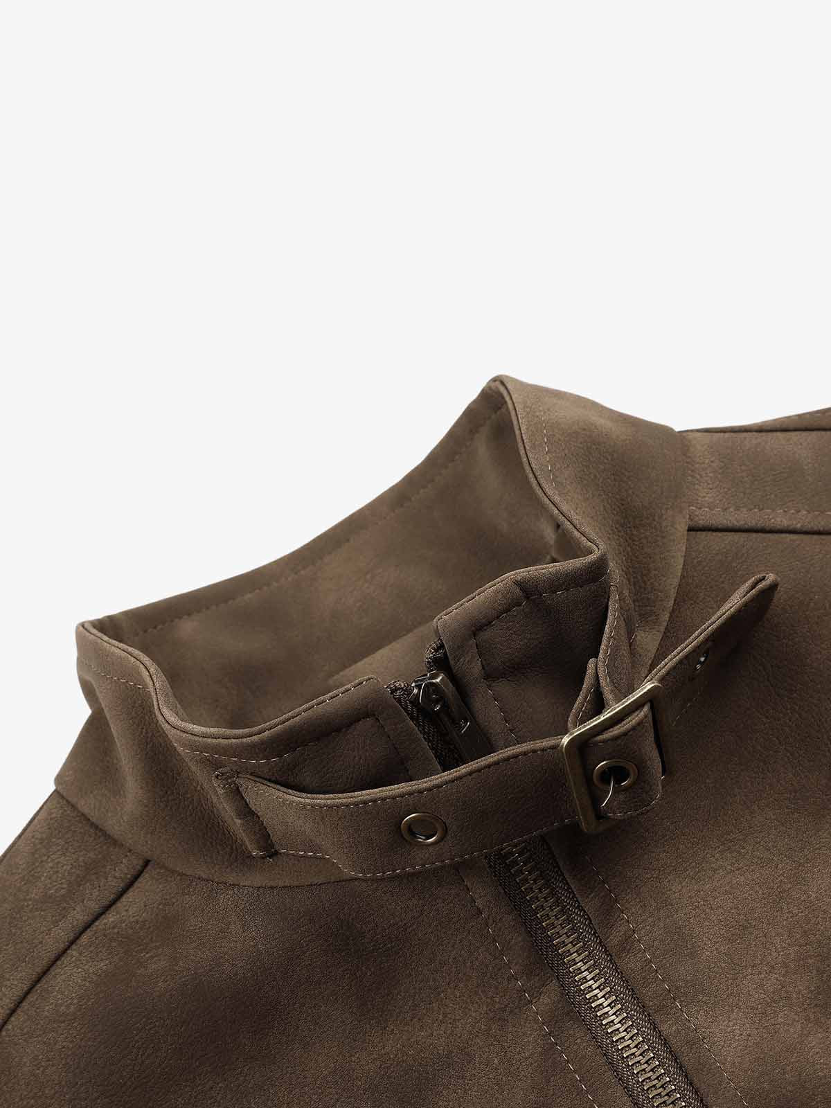 Suede Button Boxy Fit Jacket; Dark Brown / S, Dark Brown / M, Dark Brown / L, Dark Brown / XL