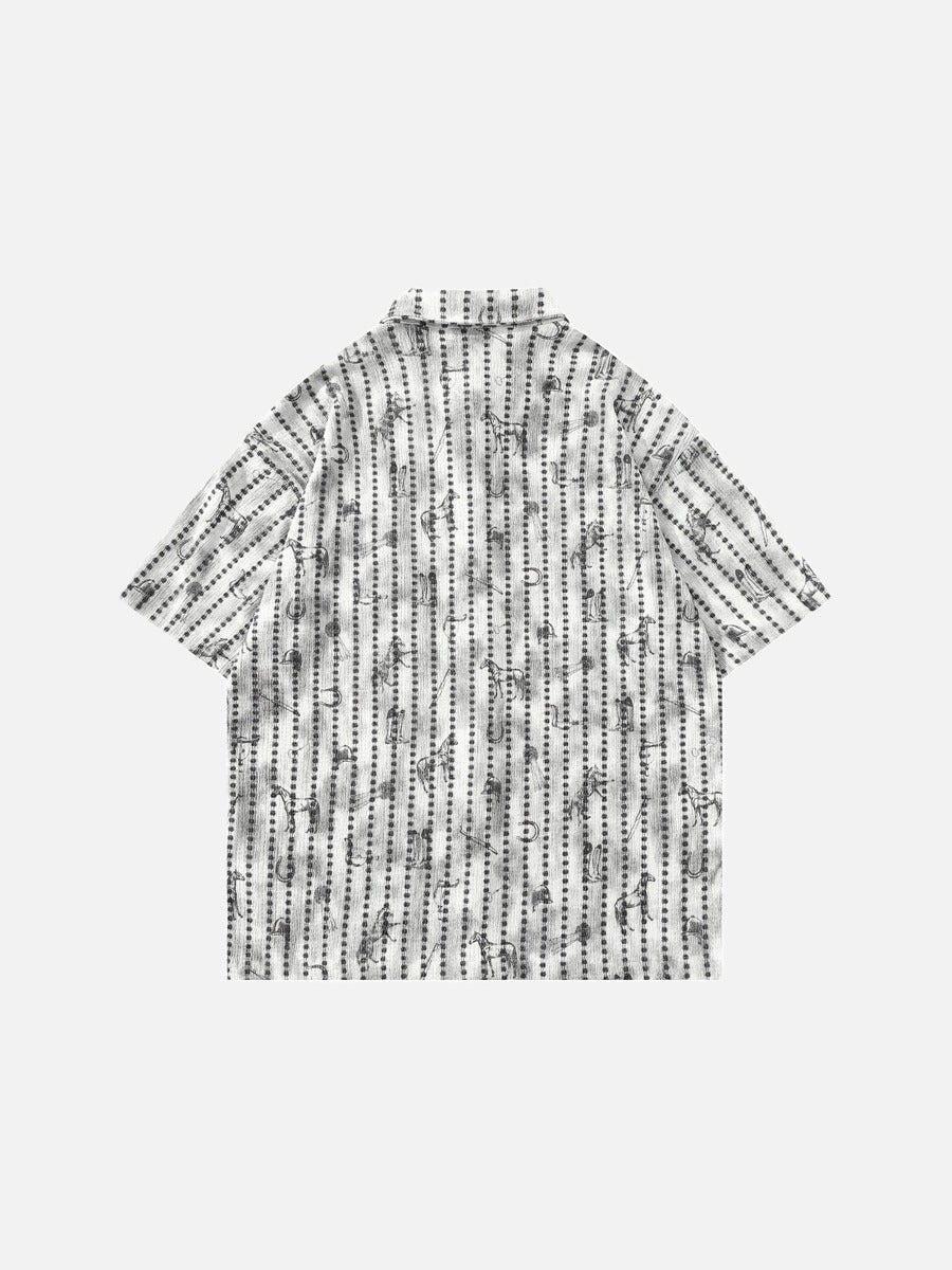 DAXUEN Short-sleeve button-up shirt with abstract graphics