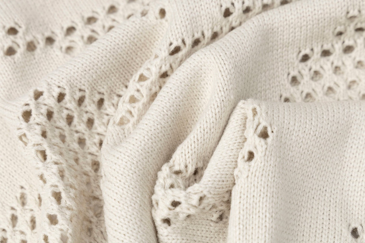 Abstract Mesh Knit Hooded Zip Sweater