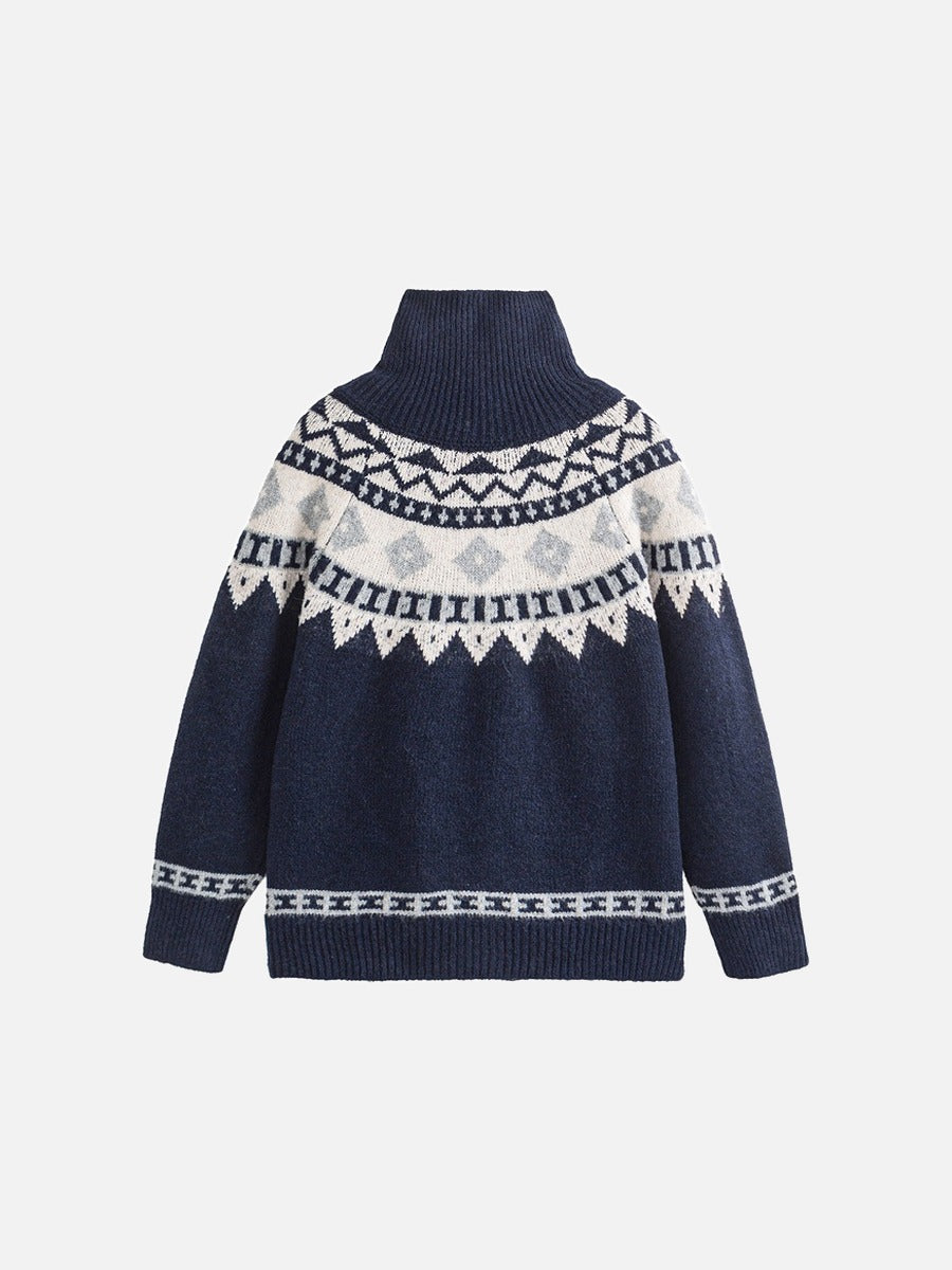 Geometric Fair Isle Knit Cardigan