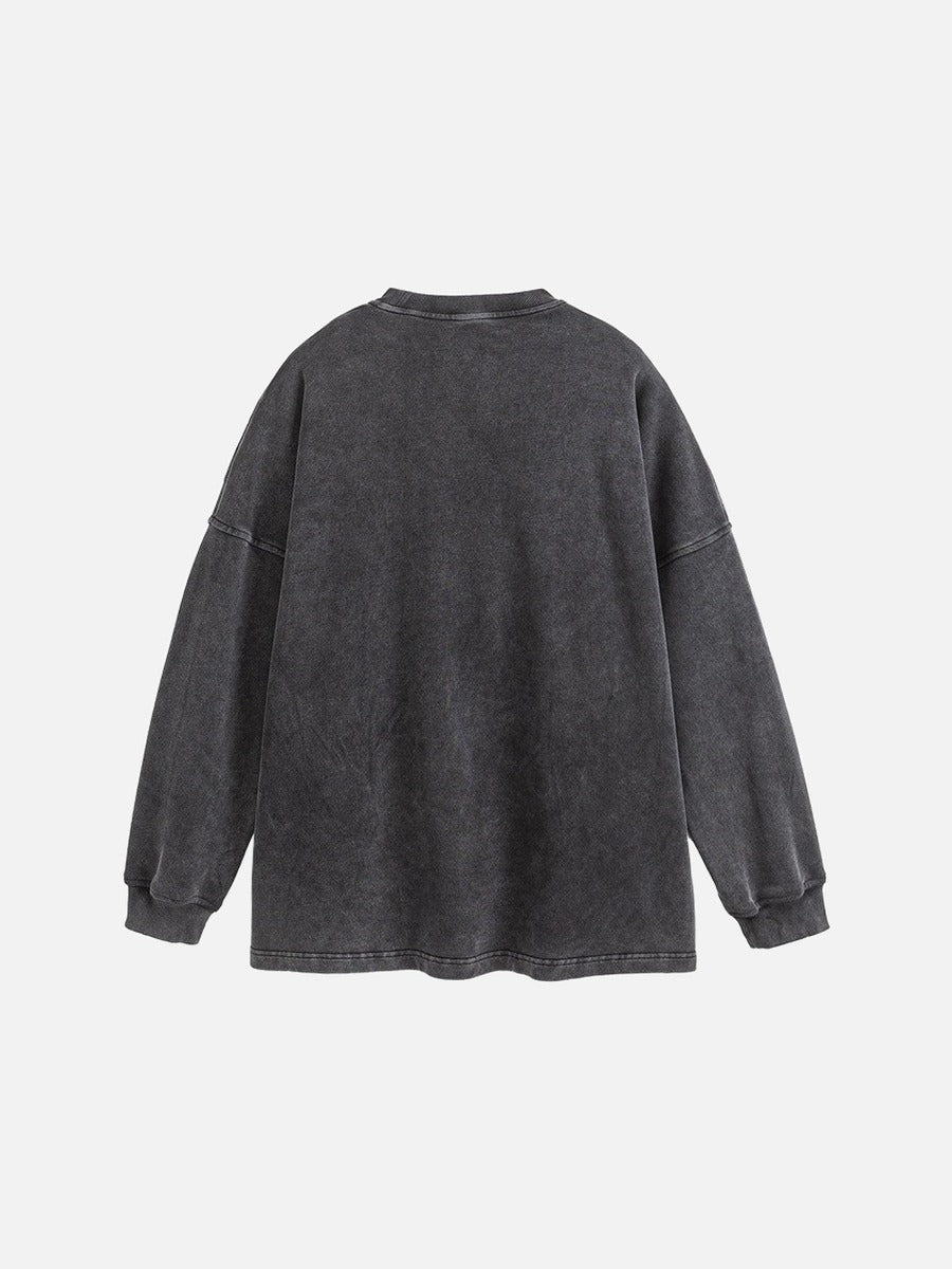 Tonal Flame Graphic Oversized Sweatshirt