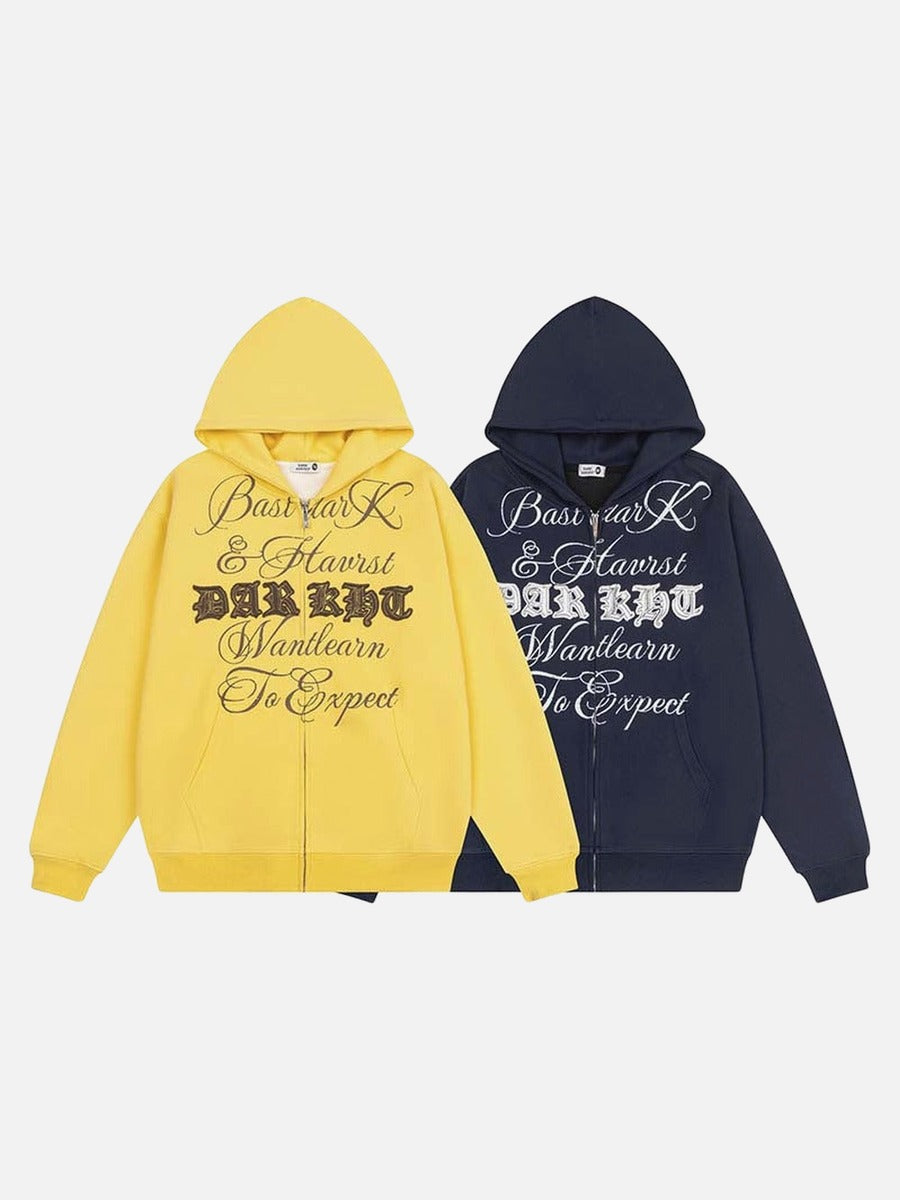 DAXUEN Bastiar K graphic full-zip hooded sweatshirt