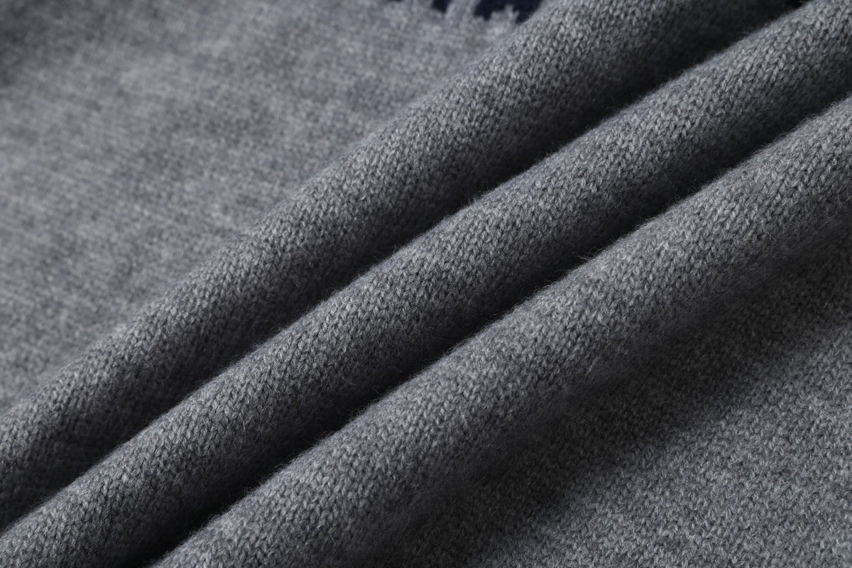 Beige Fair Isle Knit Polo Sweater