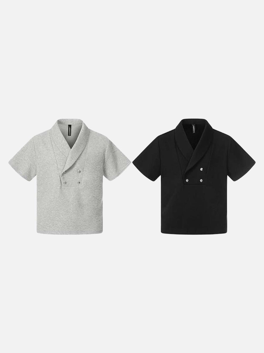 DAXUEN Short sleeve polo shirt with shawl collar