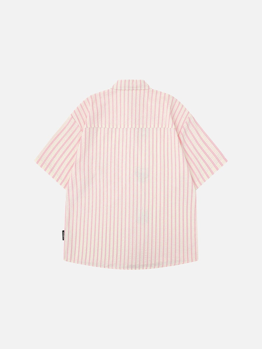 Embroidered cartoon figure button-up shirt