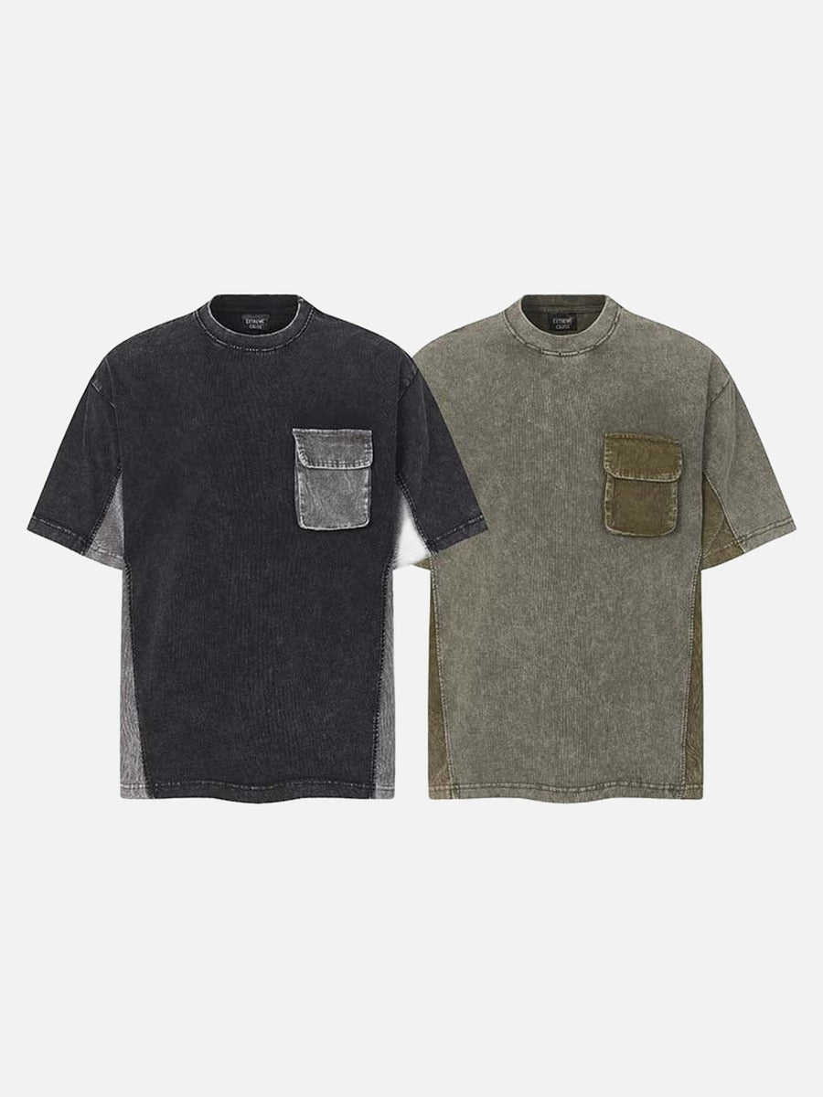 DAXUEN Contrast color block short-sleeved t-shirt