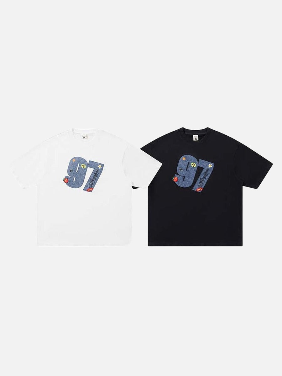 DAXUEN Oversized short-sleeve T-shirt with graphic and embroidery