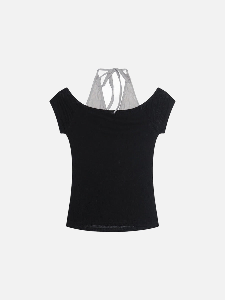 DAXUEN Layered women's off-shoulder graphic top