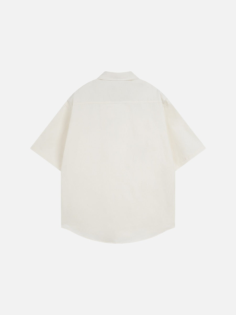 DAXUEN Oversized short-sleeve button-up shirt with graphic print