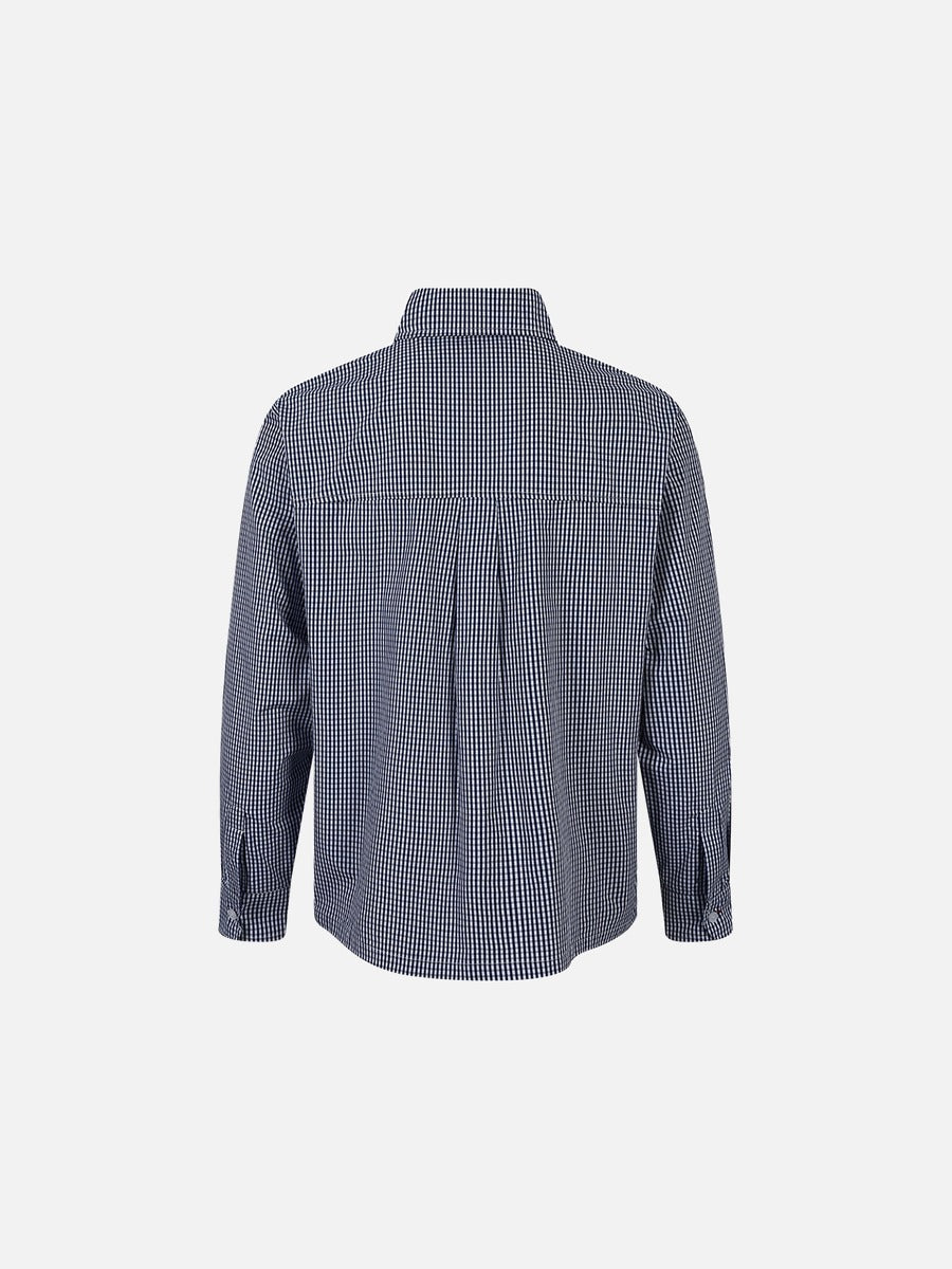Plaid Blue Pattern Long-Sleeve Button-Up Shirt