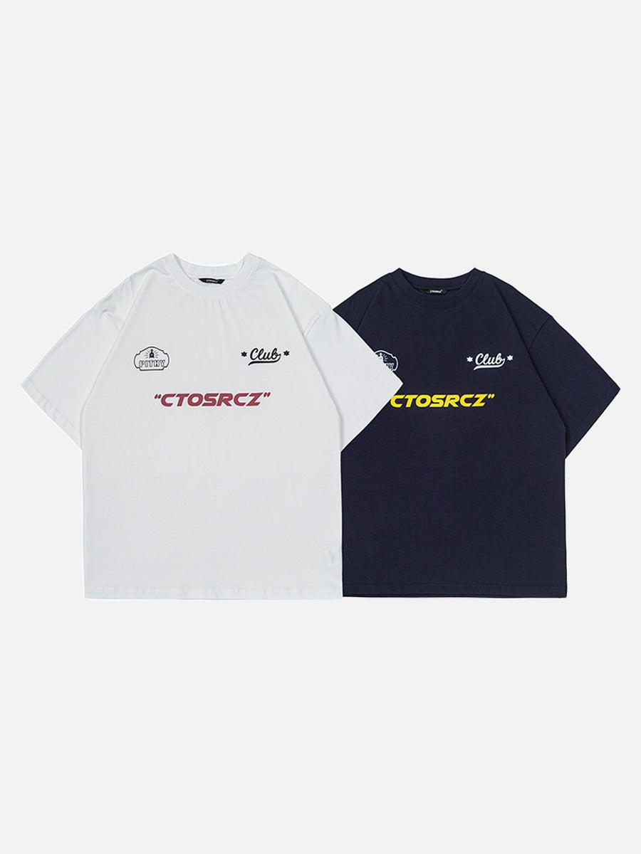 DAXUEN navy blue PUNK emblem short-sleeve t-shirt