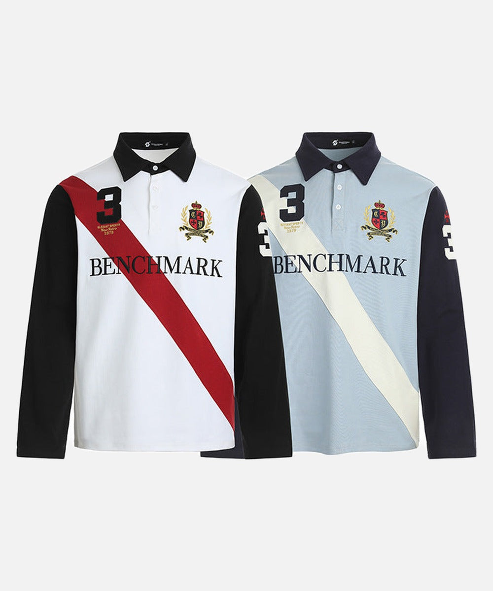 DAXUEN Retro long sleeve polo shirt with contrasting sleeves and collar