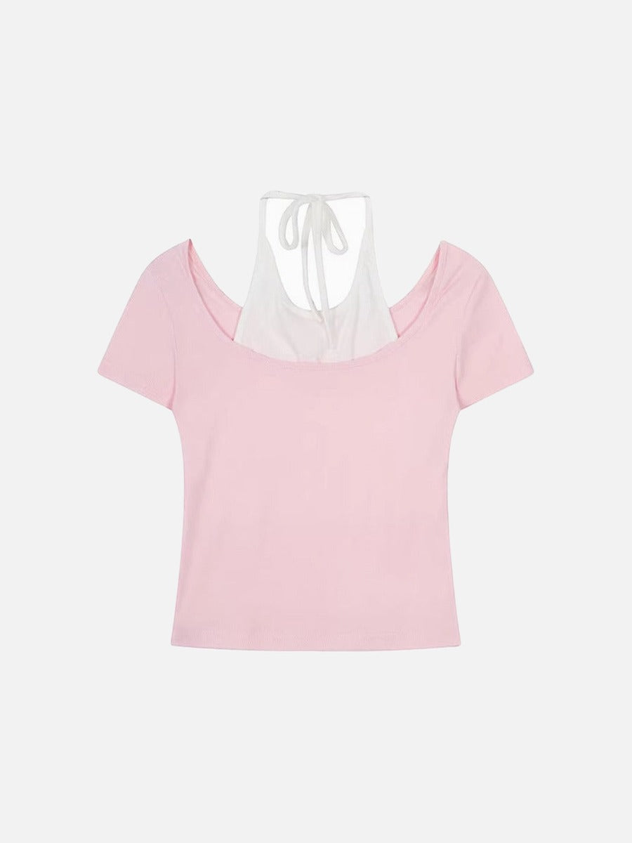 DAXUEN Retro two-piece short sleeve top ensemble
