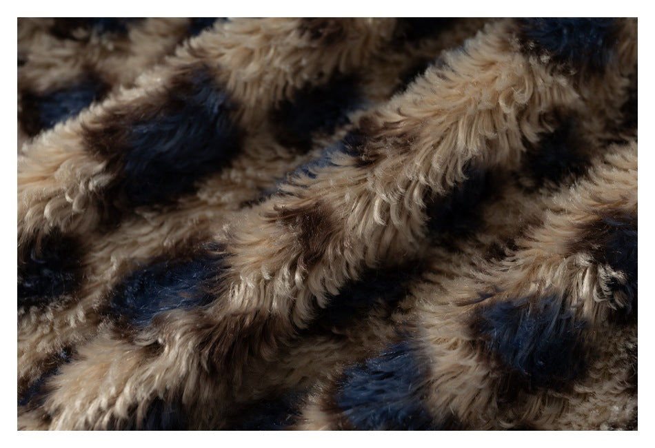 DAXUEN blue denim and leopard fleece reversible vest