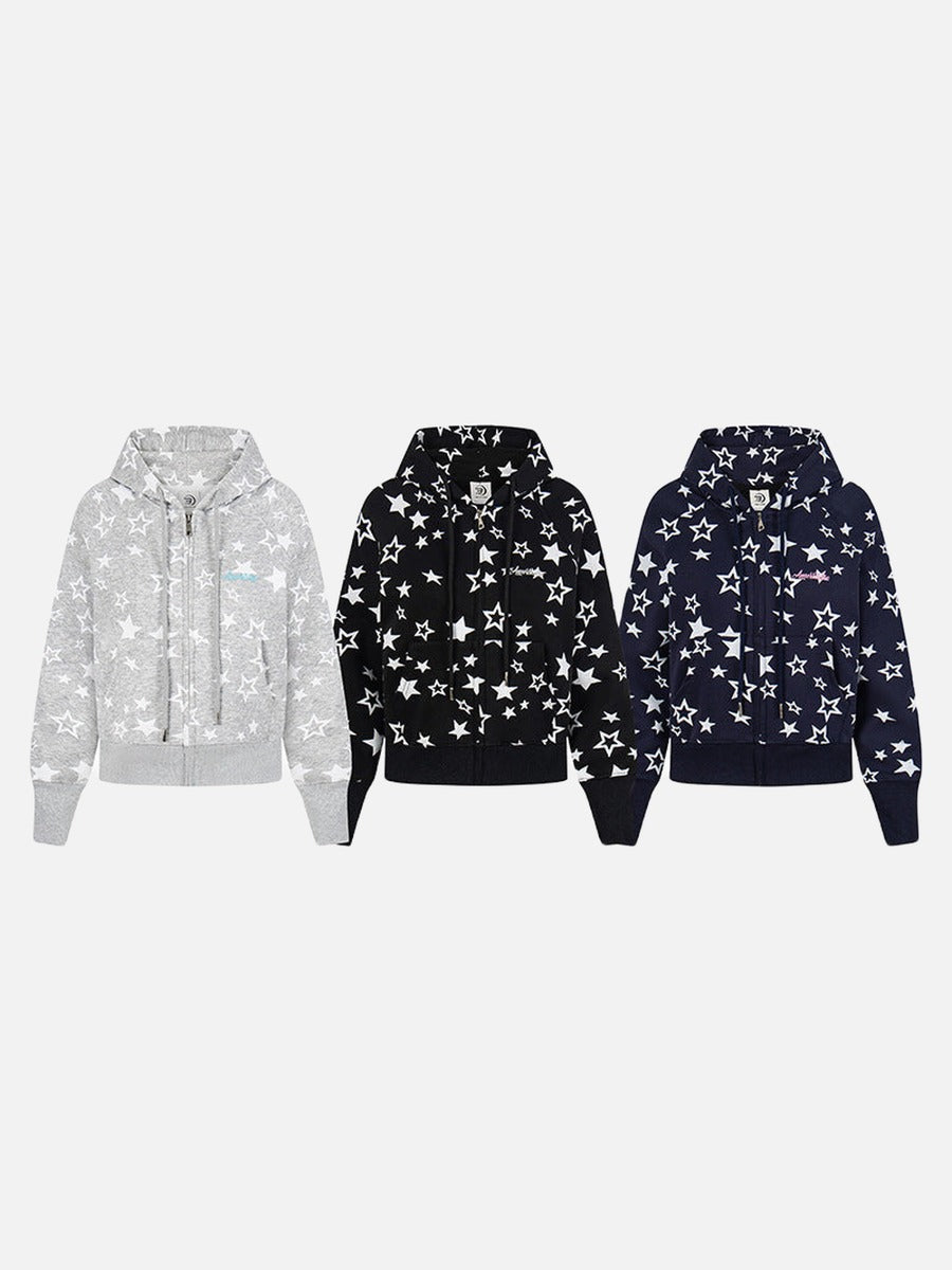 DAXUEN Star print full-zip hooded jacket