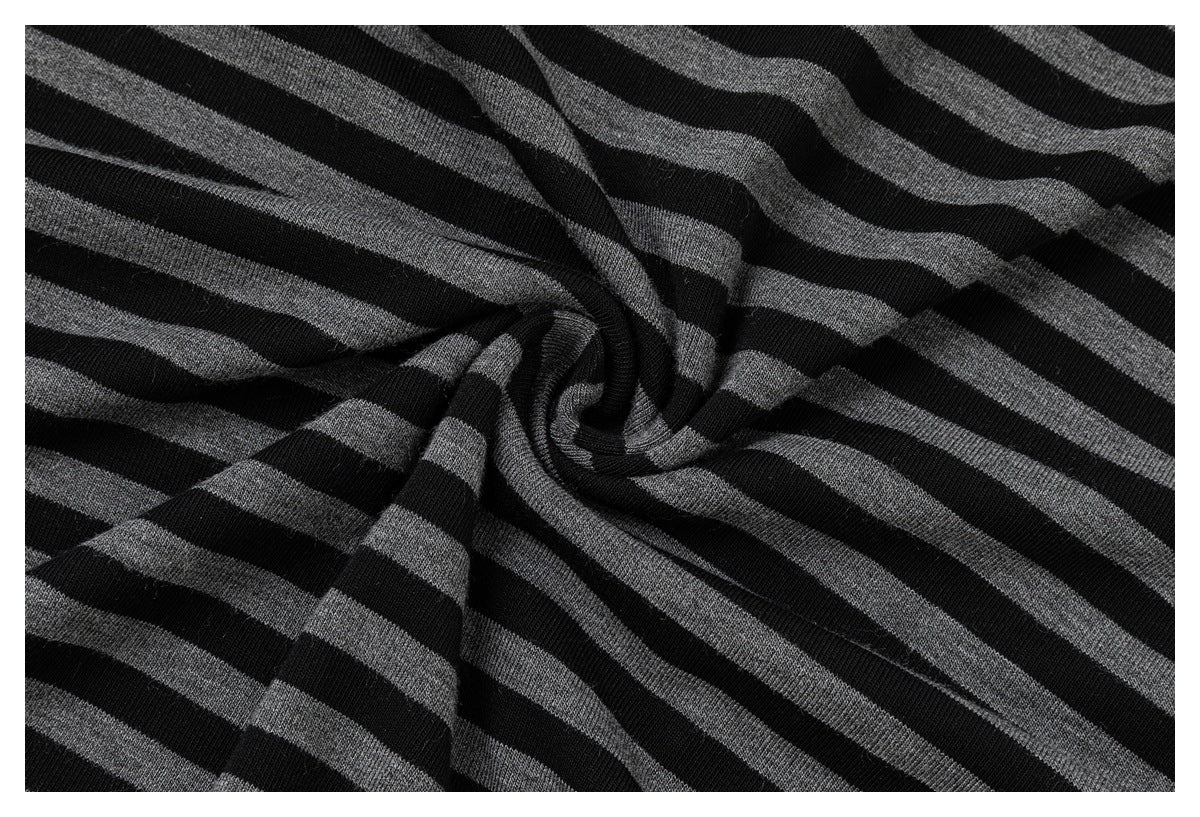 DAXUEN black and grey striped textured graphic polo shirt