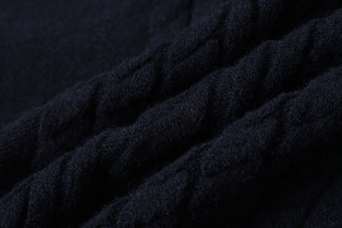 Vertical Cable Knit Hooded Cardigan