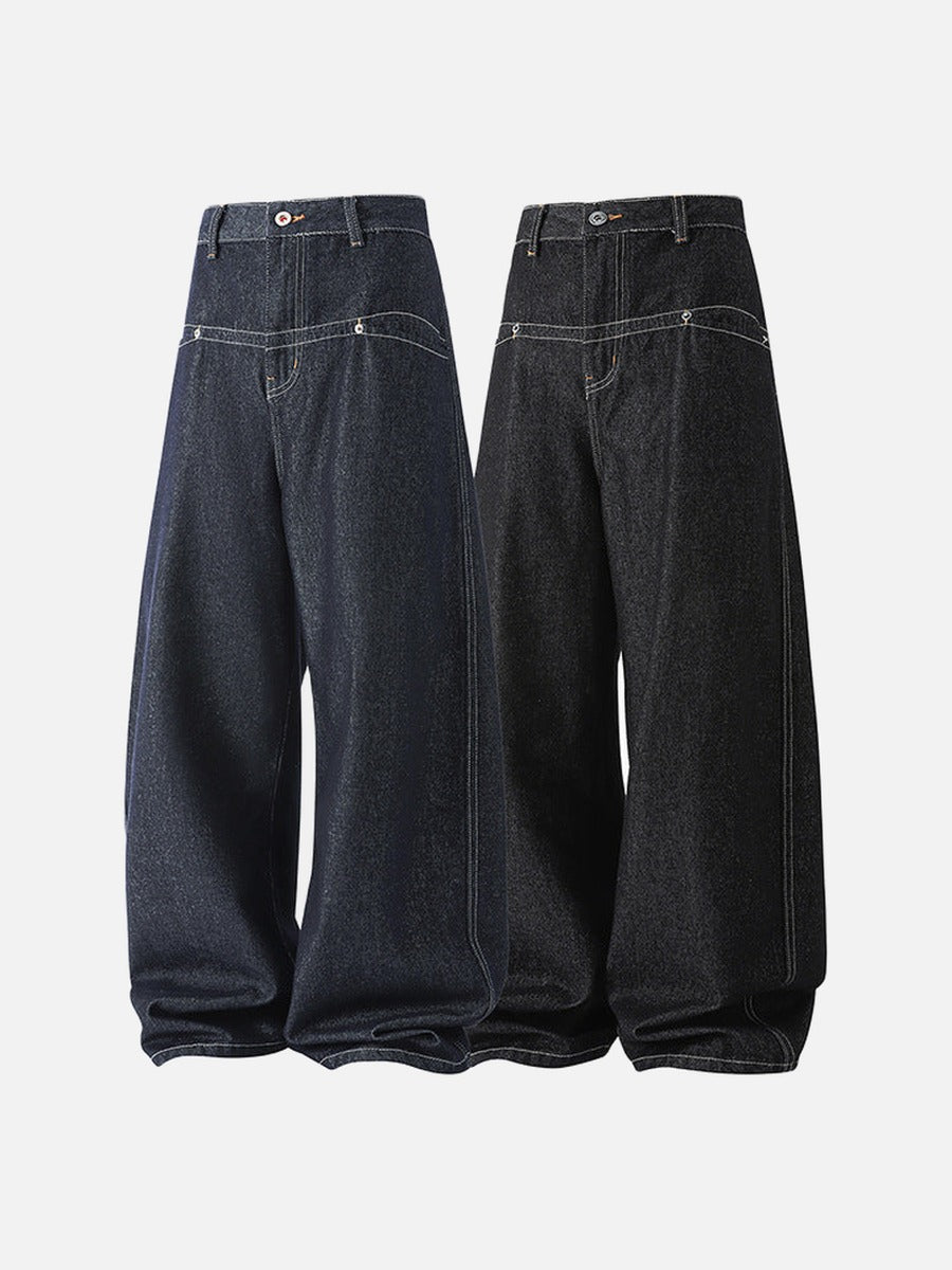 High-waisted wide-leg denim jeans