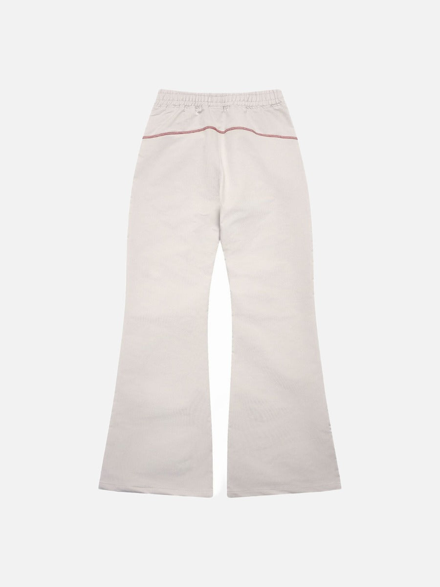Curved Contrast Stitch Flared Pants Set