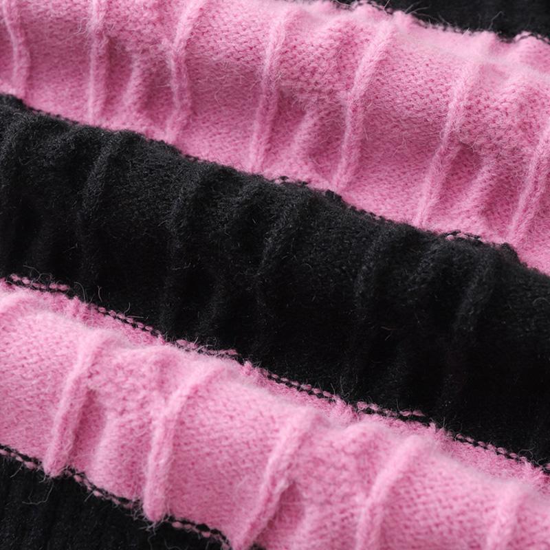 Y2k Polo Striped Loose Sweater