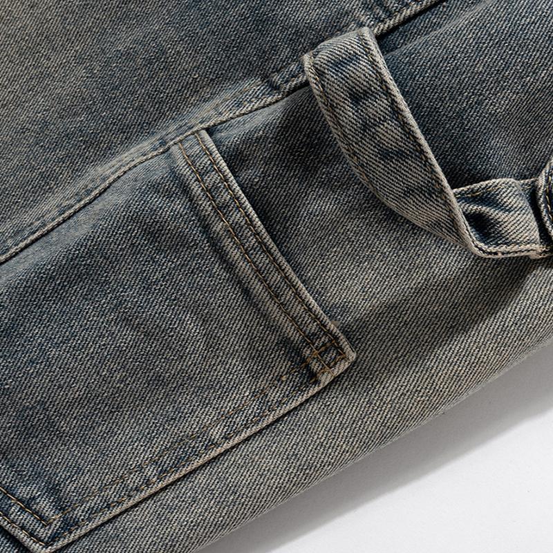 Vintage Washed Straight-Leg Denim Jeans