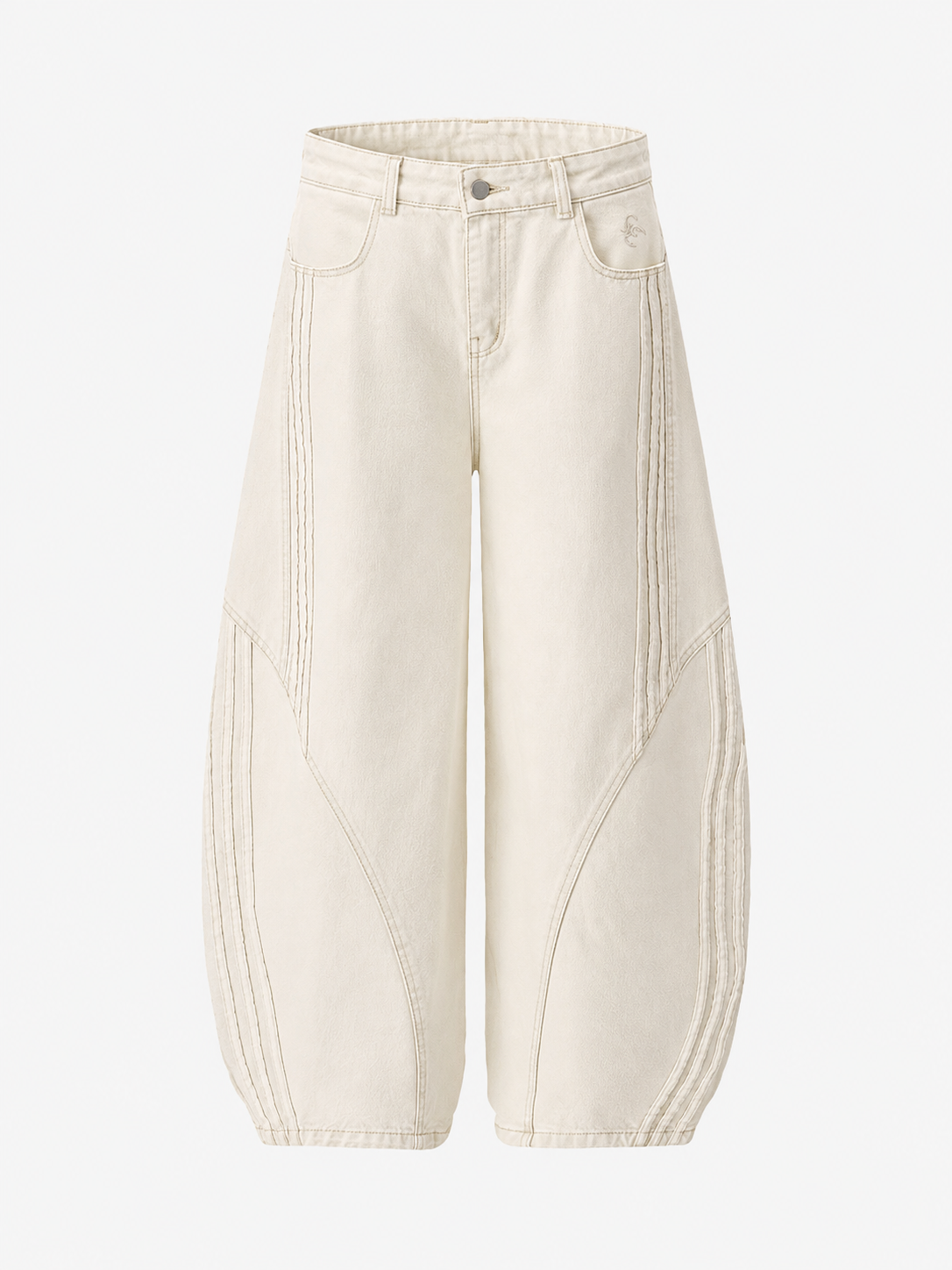 Contrast Side Stripe Denim Barrel Jeans - 2504
