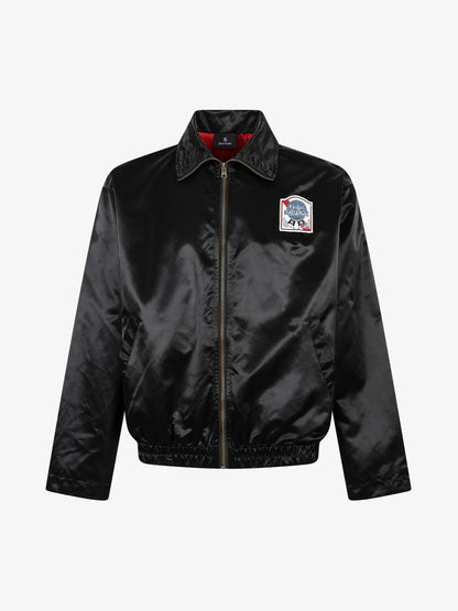 Street Badge Embroidered Lapel Jacket; Black / M, Black / L, Black / XL