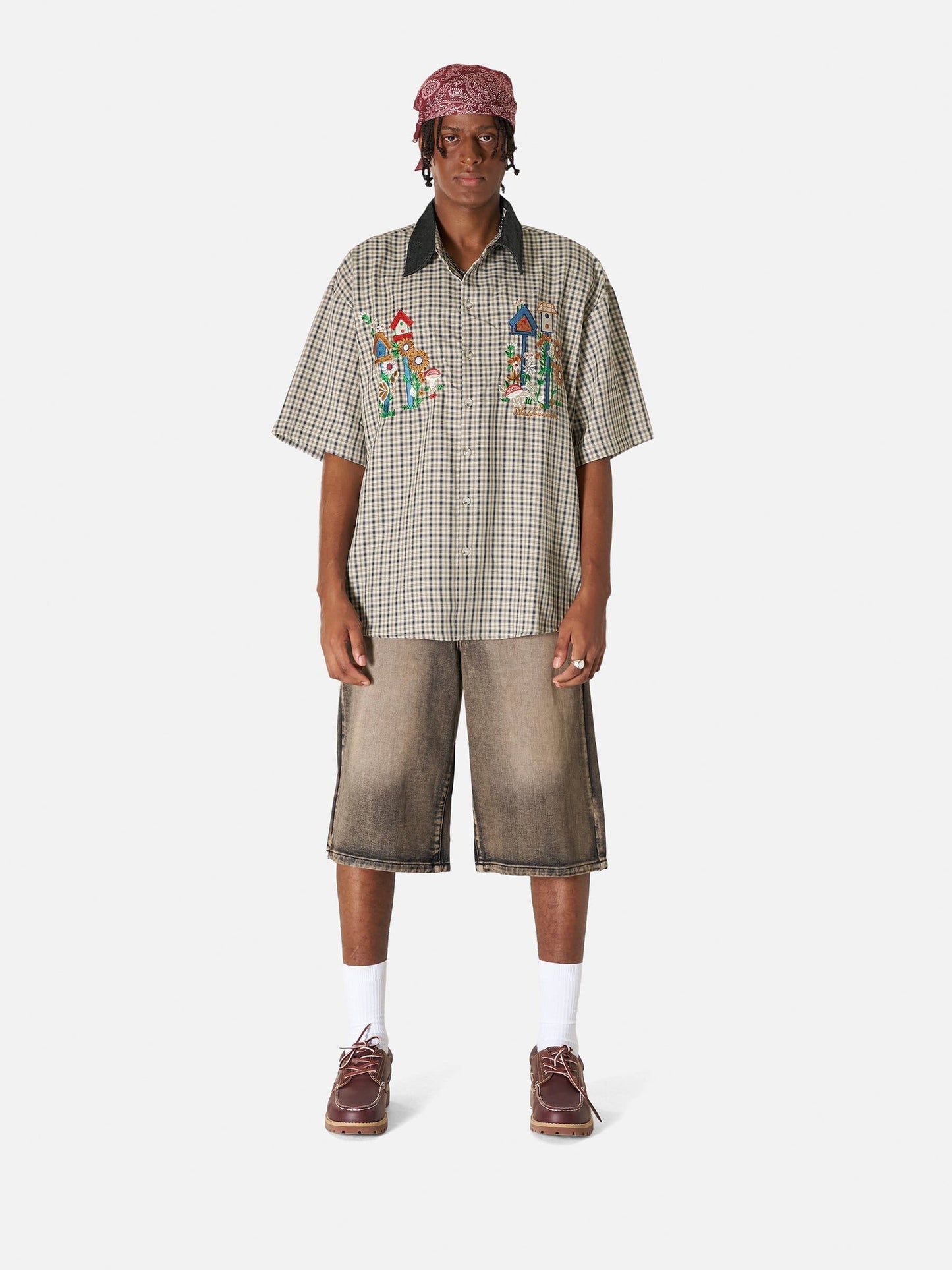 Plaid Embroidery Shirt