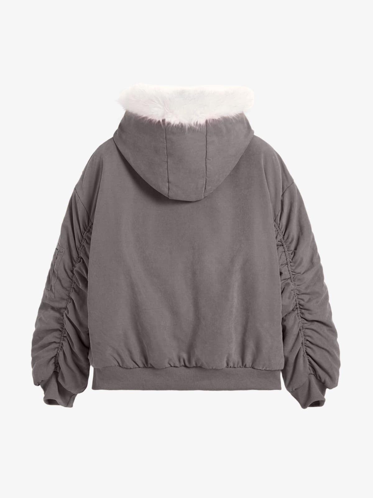 Oversized Reversible Fur Hooded Jacket - 2544; Gray / S, Gray / M, Gray / L, Gray / XL, Gray / 2XL