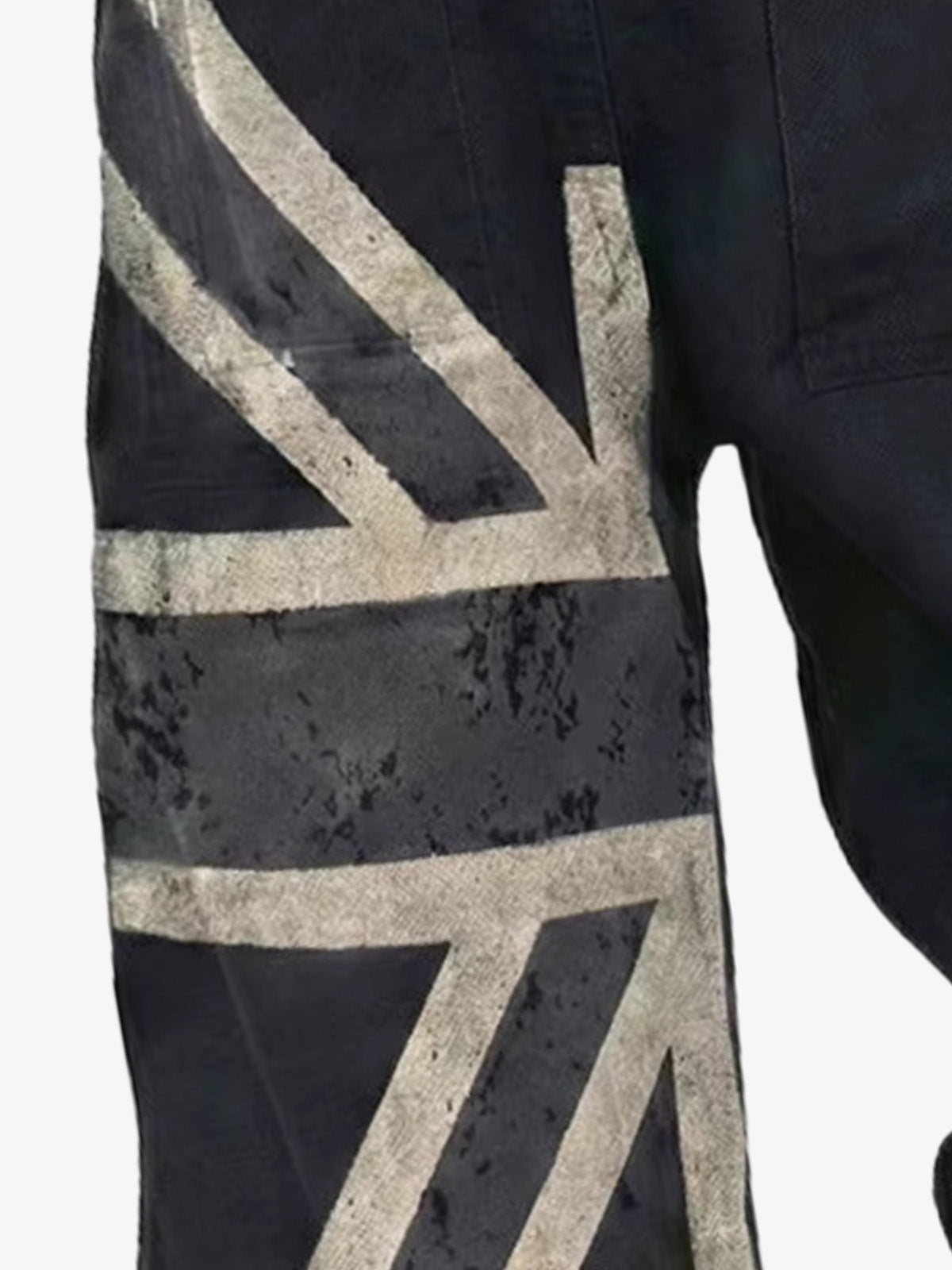 Flag Graphic Washed Distressed Jeans; Black / S, Black / M, Black / L, Black / XL, Black / 2XL