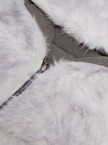 Oversized Reversible Fur Hooded Jacket - 2544; Gray / S, Gray / M, Gray / L, Gray / XL, Gray / 2XL
