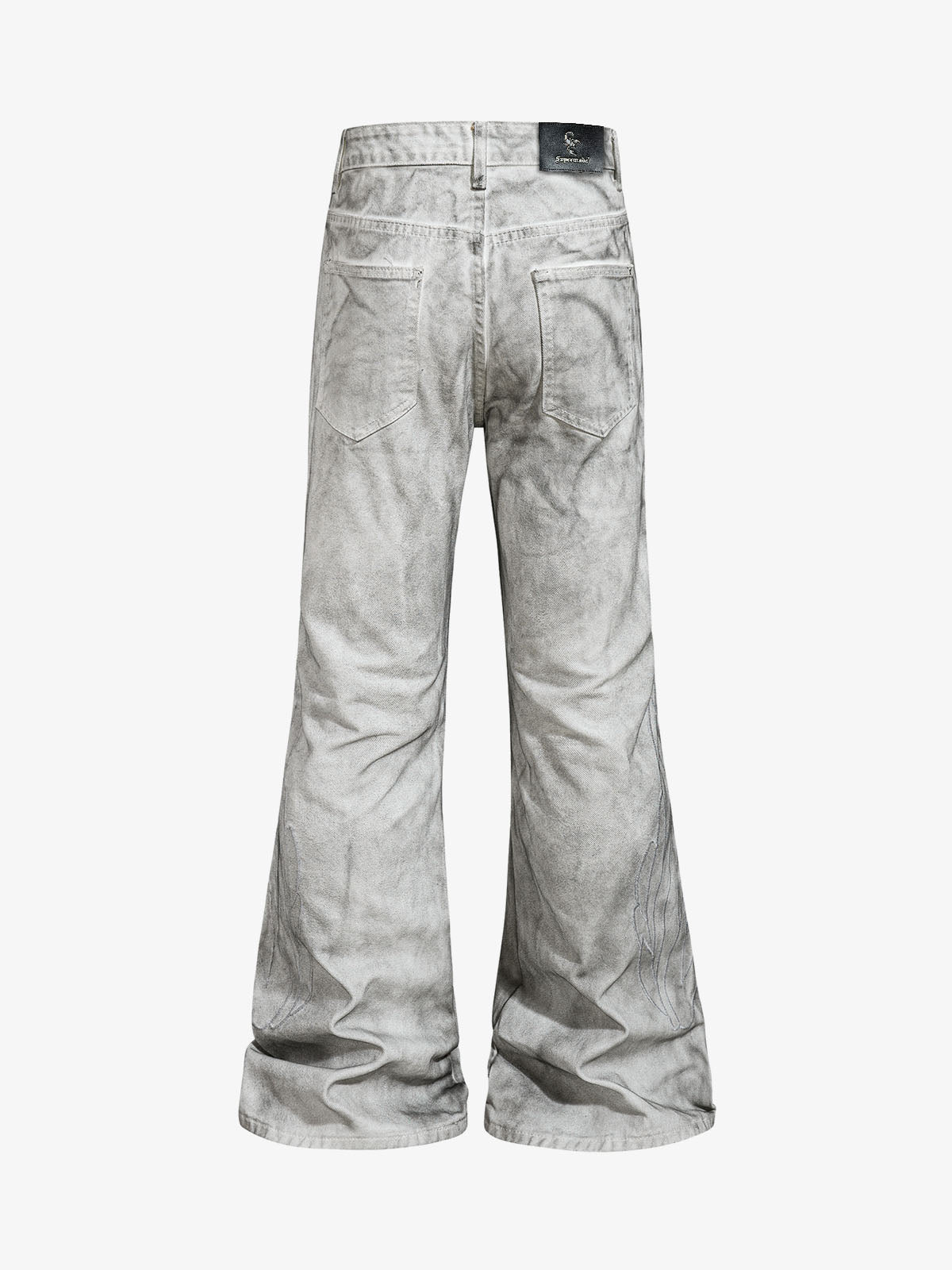 Heavy-duty Waxed Flared Jeans; White / S, White / M, White / L, White / XL, White / 2XL