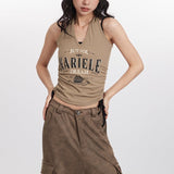 Vintage Halter Drawstring Tank Top