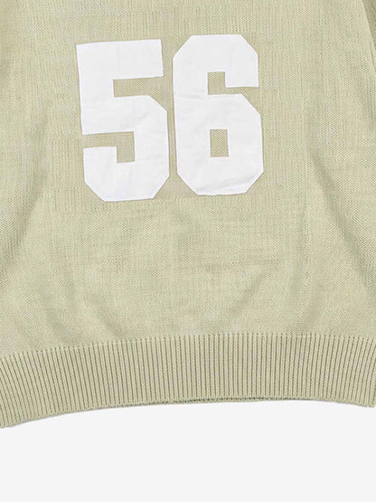 Distressed '23' Appliqué Boxy Fit Sweater; Green / M, Green / L, Green / XL