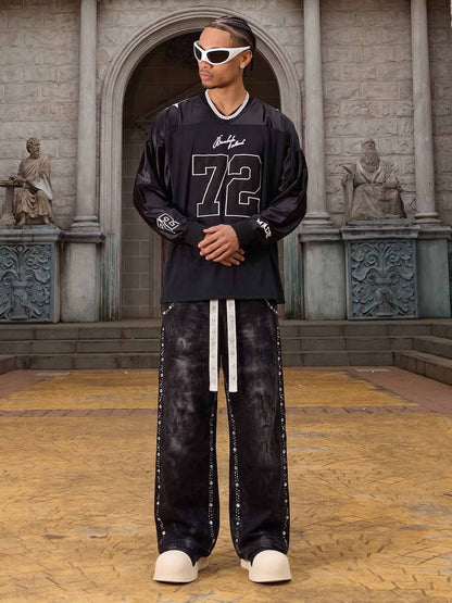 Distressed Rhinestone Sweatpants; Black / S, Black / M, Black / L, Black / XL, Black / 2XL