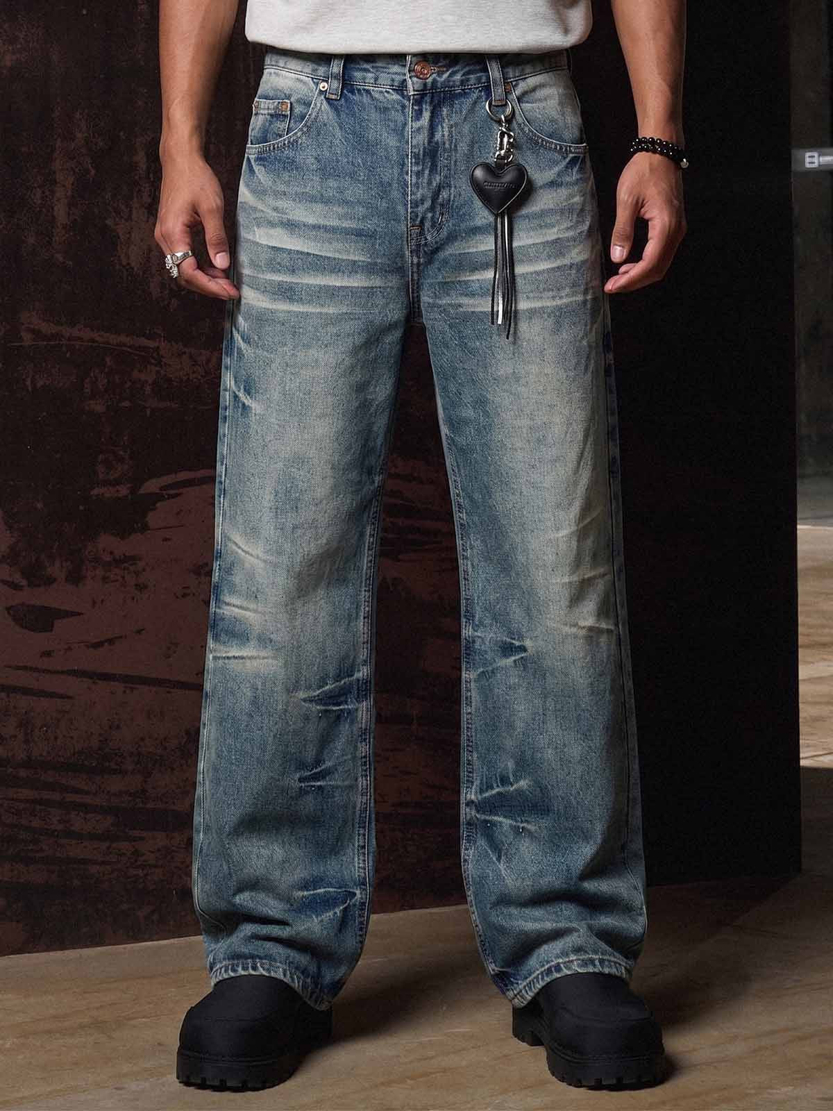 Distressed Washed Jeans; Blue / M, Blue / L, Blue / XL, Blue / 2XL