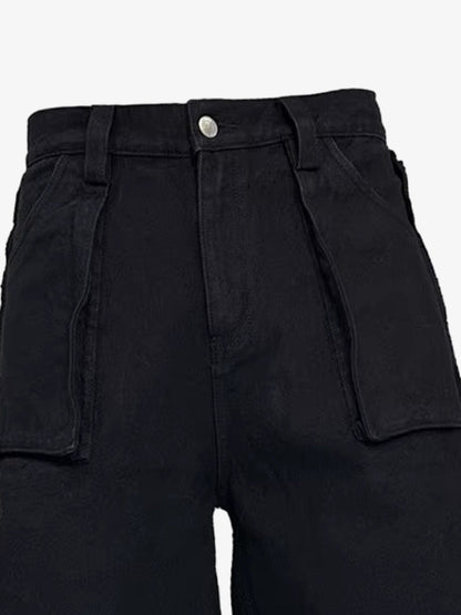 Flag Graphic Washed Distressed Jeans; Black / S, Black / M, Black / L, Black / XL, Black / 2XL