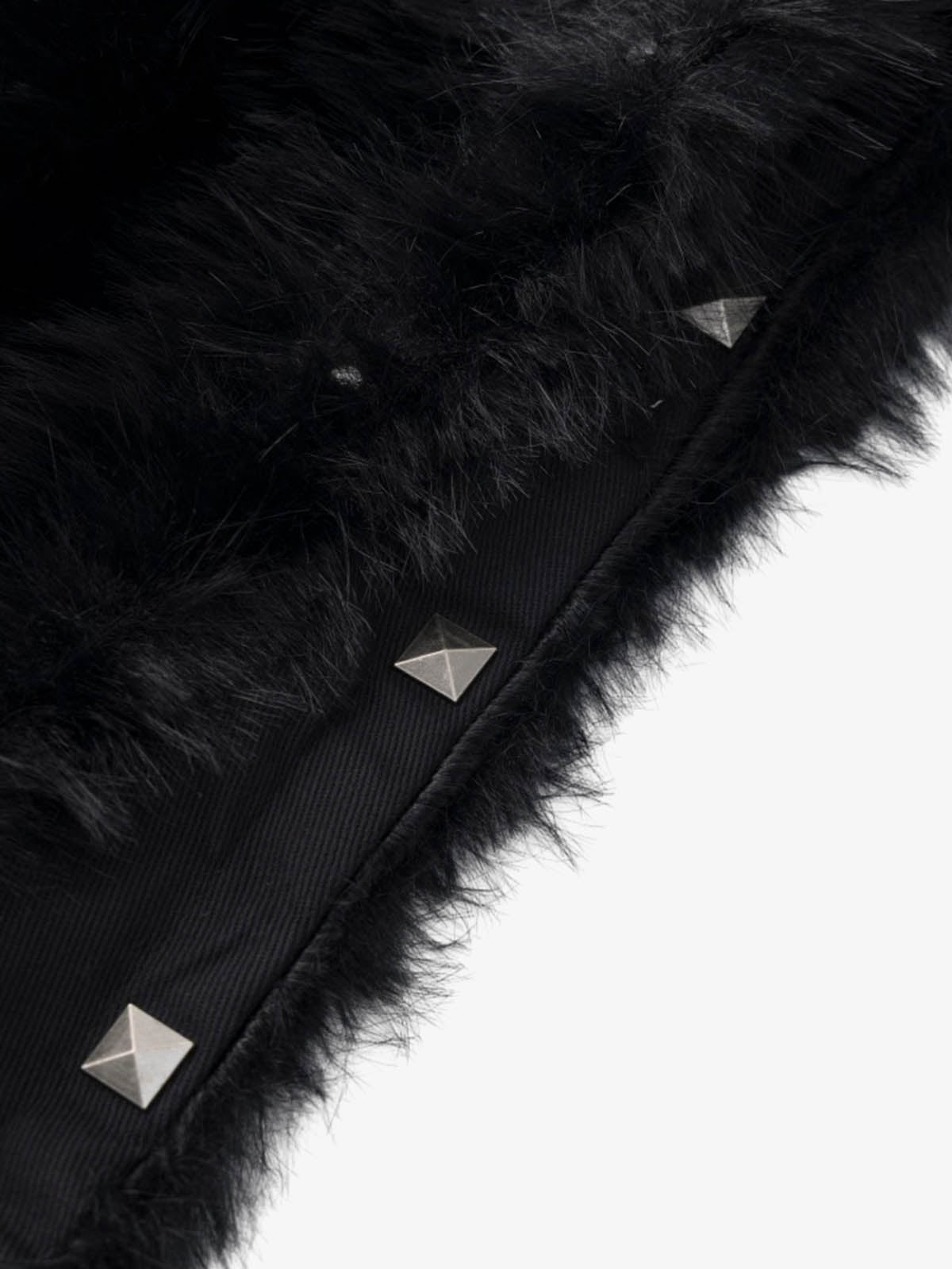Cross Detail Faux-Fur Coat; Black / M, Black / L, Black / XL