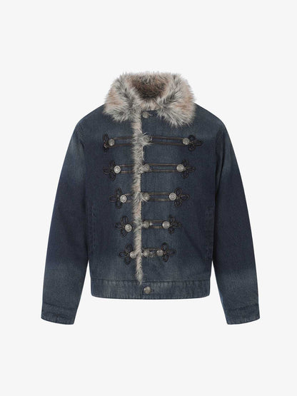Faux-Fur Collar Multi-Button Quilted Coat
