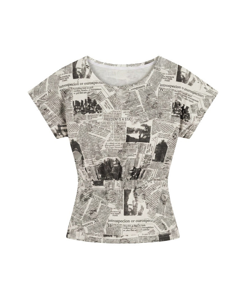 Vintage Newspaper Print Tee